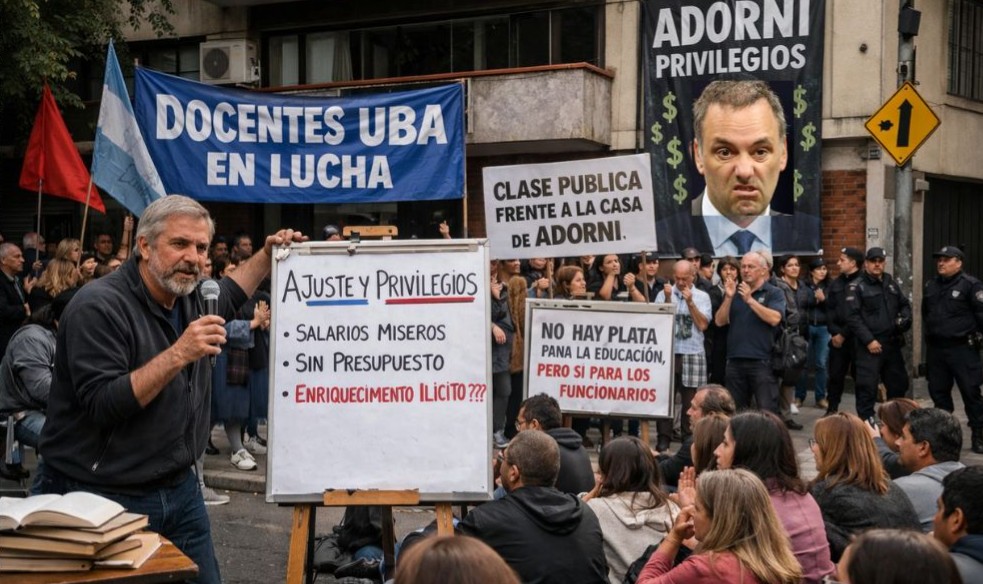 Clase pública en la casa de Adorni: la Policía copó la escena