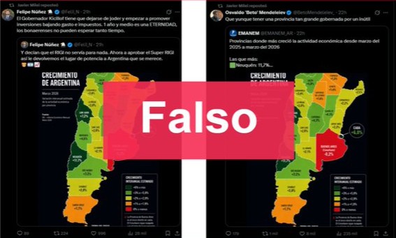 Milei difundió un mapa económico falso y quedó expuesto