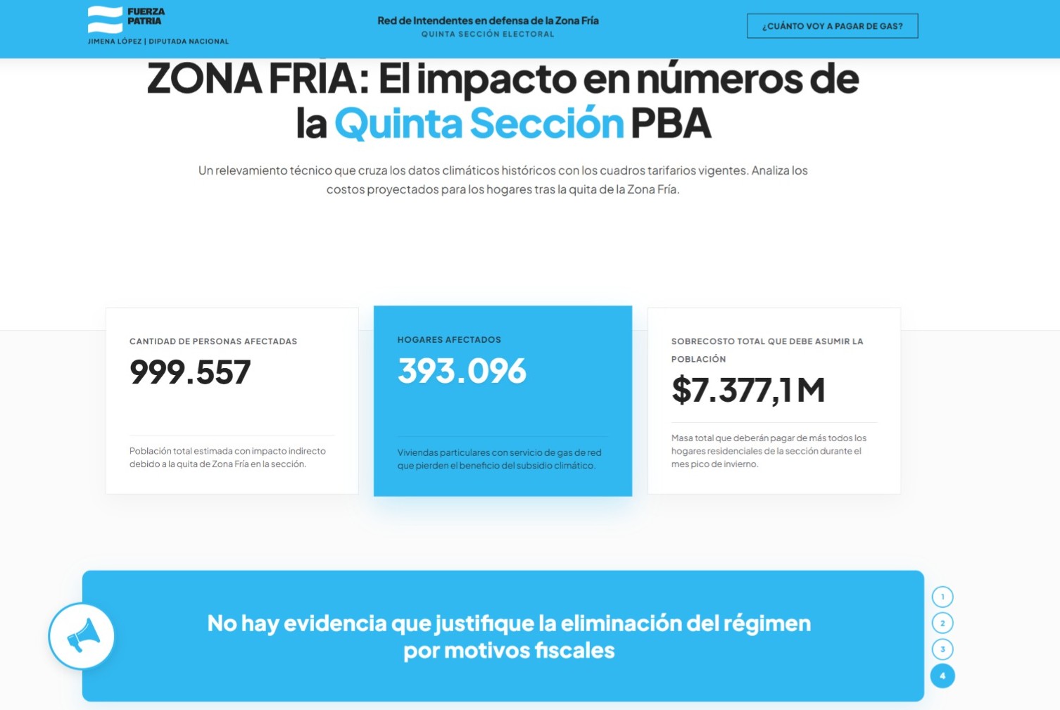 Jimena López presentó un simulador que muestra el fuerte impacto por la quita de Zona Fría