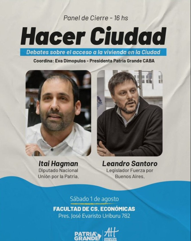  CABA: Hagman y Santoro debatirán sobre políticas de vivienda 