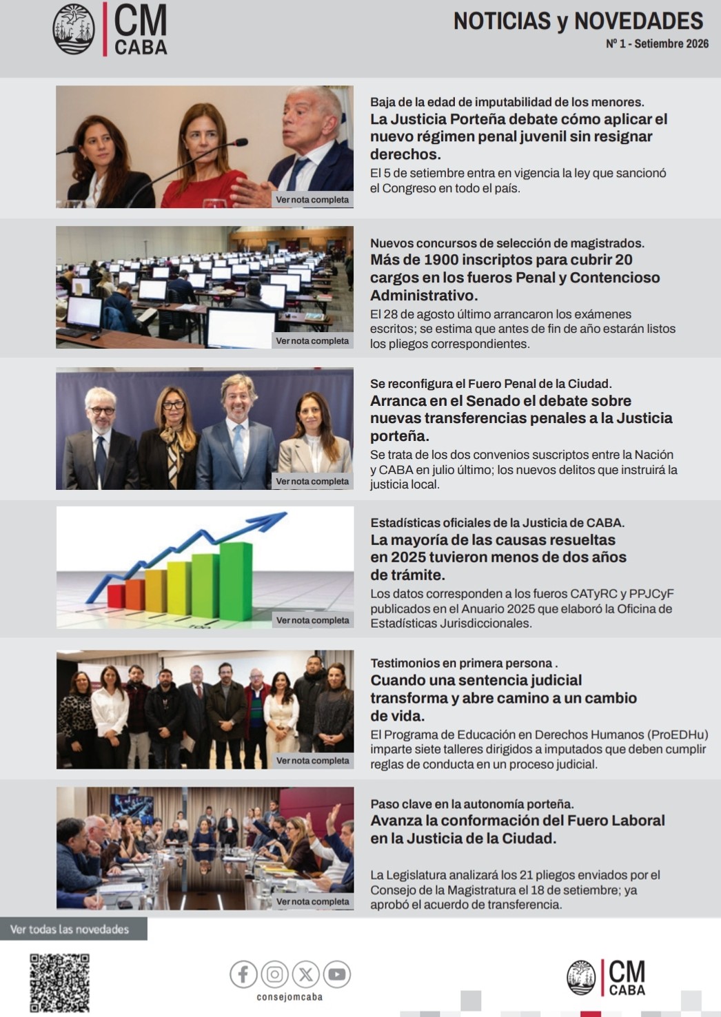 El Consejo de la Magistratura de la Ciudad lanzó su newsletter informativo